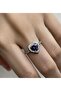Heart Love Ring Purple Zircon Stone Plated Steel Adjustable