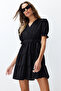 Black Ethnic Patterned Waist Opening Mini Woven Dress TWOSS24EL00942