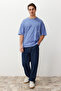 Lilac Oversize/Wide Cut T-Shirt with Distressed/Faded Effect Tmnss24Ts00192
