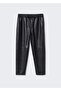Leather Look Elastic Waist Trousers - 3