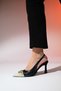 AELLA Black Beige Trock Pointed Toe Women's Heeled Shoes - 5