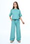 Girl's 100% Cotton Oversize Half Sleeve Top and Bottom Tracksuit Set - 2