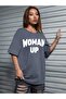 Woman Up Printed Oversize T-shirt Salas Boyfriend