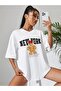 New York Printed Women's Oversize White Salas T-shirt Boyfriend - 3