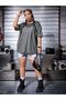 Tricou oversize afumat peste imprimat