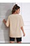 Women's LosAngel 23 Printed Oversize Casual Beige T-shirt Unisex Boyfirend - 2