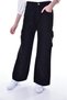Girl's Cargo Pocket High Waist Wide Leg 100% Cotton Jeans - 7