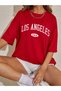 Los Angeles Printed Women's Oversize Red Salas T-shirt Boyfriend