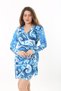 Women's Plus Size Blue Closed Wrap Dress with Buckle Waist Accessories 65n37546 - 6