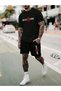 Men's Black Beast Mode Printed Oversize Shorts T-shirt Top and Bottom Set