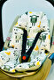 Organic Cotton Stroller Cover and Cushion with Smiling Face and Stars, 2 Pieces - 5