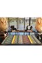 Geometric Woven Base and Decorative Carpet with Triangle in Green and Yellow Colors 4375 - 4