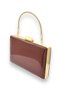 Burgundy Color Mirror Patent Leather Metal Handle Evening Dress Bag Evening Bag Henna Wedding Engagement Prom Invitation - 2
