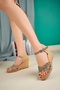 Women's Patterned Cross Straw Wedge Heel Sandals - 3