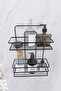 Lifetime Stainless Wall Adhesive 2 Tiers Bathroom Flat Shampoo Holder Organizer Black - 4