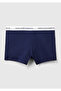 Men's Indigo Cotton Blend Waist Logo Printed Single Color Boxer - 4