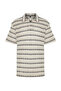 Ecru Oversize/Wide Cut Off-Shoulder Limited Edition Stripe Polo Neck T-Shirt Tmnss24Po00023 - 7