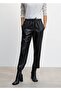 Leather Look Elastic Waist Trousers