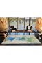 Blue Green Themed Abstract Fog Cloud Patterned Modern Decorative Carpet 3996 - 4
