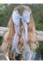 Women - Girls Long Tulle Bow Buckle Ribbon Curved Ribbon Buckle Clip - 6