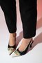 AELLA Black Beige Trock Pointed Toe Women's Heeled Shoes - 2