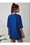 Wild West Printed Women's Oversize Cobalt Blue Salas T-shirt Boyfriend - 3