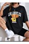 Women's LosAngel 23 Printed Oversize Casual Beige T-shirt Unisex Boyfirend - 3