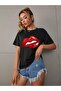Red Lip Printed Women's Oversize Red Salas T-shirt Boyfriend