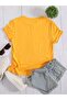 Women's Yellow Oversize T-shirt Heart Printed - 3