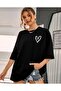 Tiny Heart Printed Women's Oversize Salas T-shirt Boyfriend - 2
