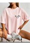 Women's Smile Printed Oversize Casual T-shirt Boyfriend - 3