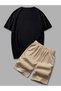 Unisex Black Dragon Japan Printed Oversize Shorts T-shirt Top and Bottom Set - 2