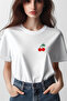 Cherry Printed Coquette 2024 Fashion White Oversize Crew Neck T-shirt