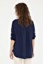 Women's Navy Blue Long Sleeve Shirt ELİFSU BUTİKHOME - 5