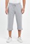 Men's Gray Bermuda Knee Length Capri Long Shorts with Side Pockets and Adjustable Elastic Waist - 2