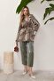 Sesılia Leopard Pattern Jacket Set - Green - 2