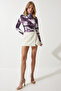 Women's Plum Draped Stand Collar Sandy Blouse FF00138 - 3