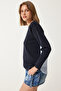 Women's Navy Blue Poplin Detailed Knitted Sweatshirt MC00274 - 2