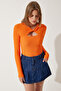 Women's Orange Cut Out Detailed Ribbed Knitted Blouse SF00005 - 2
