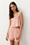 Powder Piping Detailed Rope Strap Viscose Knitted Pajama Set THMSS24PT00004 - 3