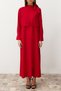 Burgundy Tie-Detail Collar Woven Dress TCTSS23EB00283 - 4