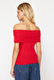 Red Carmen Collar Fitted/Body Sitting Knitted Madonna Collar Blouse Twoss24Bz00497 - 6