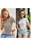 Women's Gray White Gray Striped Ribbed Camisole Double Blouse 60201023