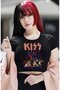 Kiss Printed Crop Top, Women's Rock Themed Crop Blouse - 2