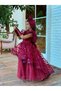 Burgundy Butterfly Detailed Girl's Evening Dress, Buckle, Gloves - 5