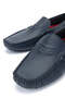 Men's Genuine Leather Navy Blue Loafers - 3