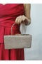 Women's Stoned Gold Evening Dress Clutch Portfolio Chain Strap Handheld Wedding Engagement Night Shoulder Bag