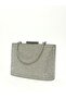 Women's Stoned Silver Evening Dress Clutch Portfolio Chain Strap Handheld Wedding Engagement Night Shoulder Bag - 4