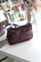 Women's Claret Red Patent Leather Cross Zipper Shoulder Bag - 2