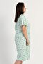 Women's Large Size Short Sleeve Green Nightgown C8T8N3161 - 3